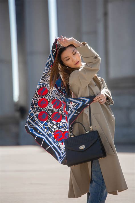 best ways to wear hermes scarf|hermes scarf street style.